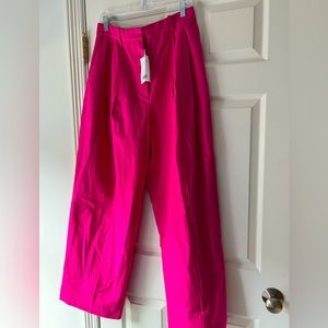 COS Pleated Full Length Pink Fuschia Cotton Pants Size 10
